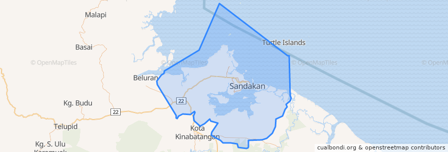 Mapa de ubicacion de Sandakan District.