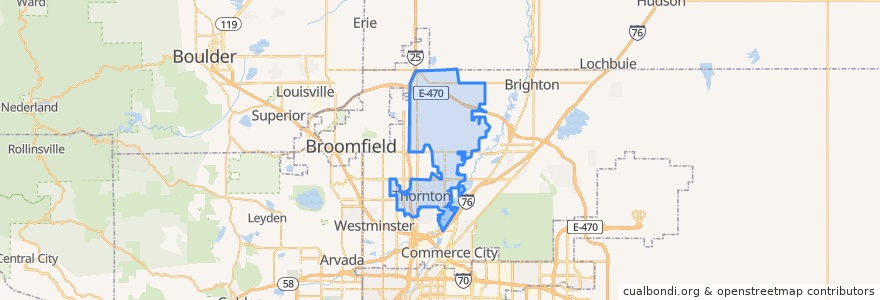 Mapa de ubicacion de Thornton.