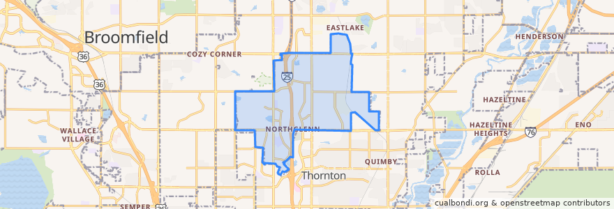 Mapa de ubicacion de Northglenn.