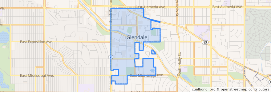 Mapa de ubicacion de Glendale.