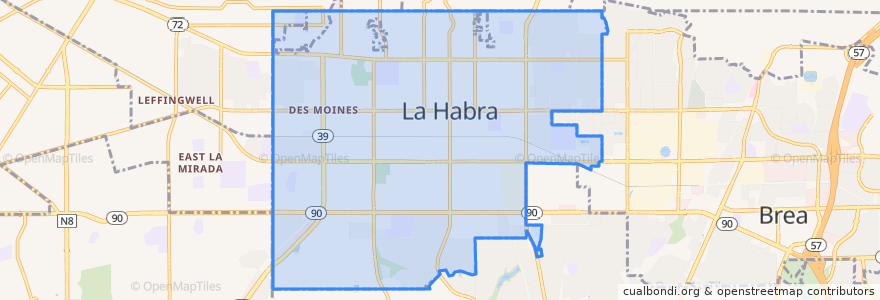 Mapa de ubicacion de La Habra.