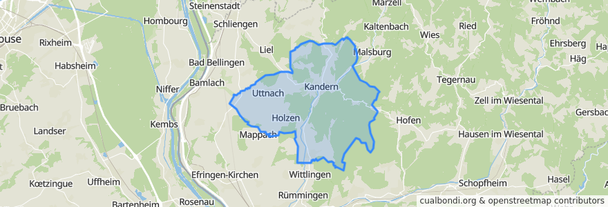 Mapa de ubicacion de Kandern.