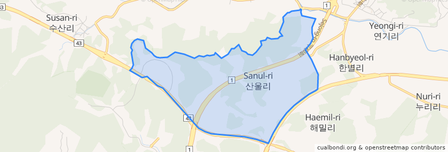 Mapa de ubicacion de 산울동.