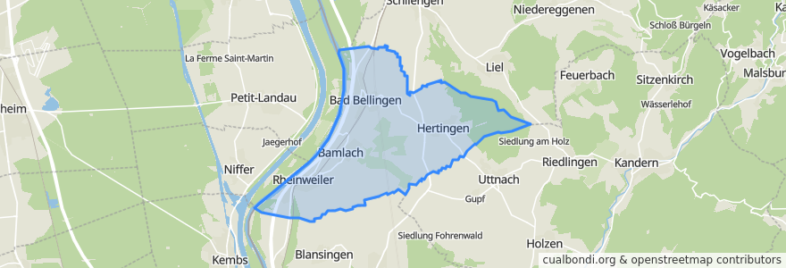 Mapa de ubicacion de Bad Bellingen.