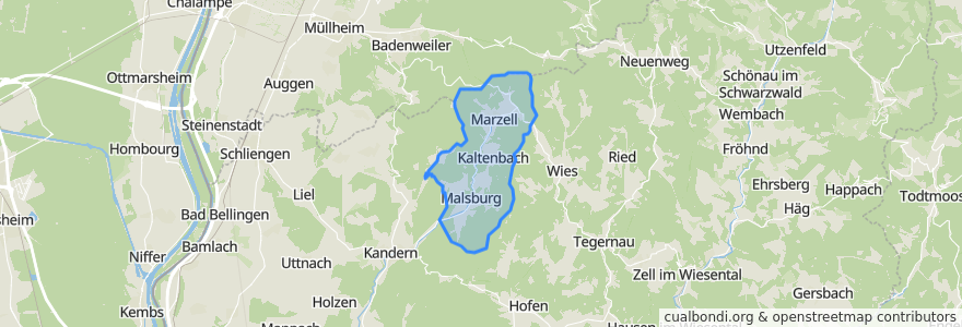 Mapa de ubicacion de Malsburg-Marzell.