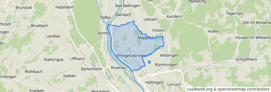 Mapa de ubicacion de Efringen-Kirchen.