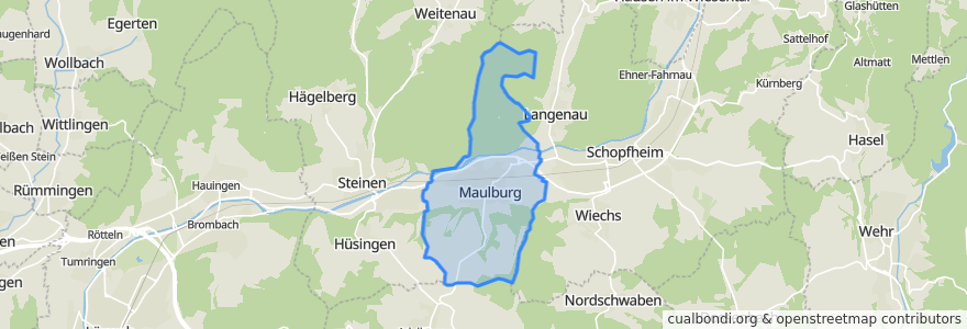 Mapa de ubicacion de Maulburg.