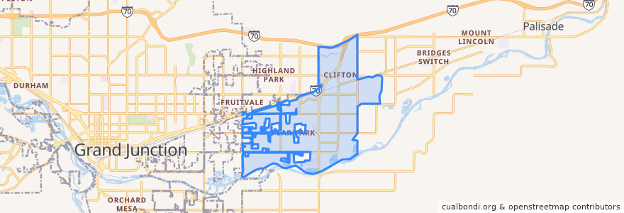 Mapa de ubicacion de Clifton.