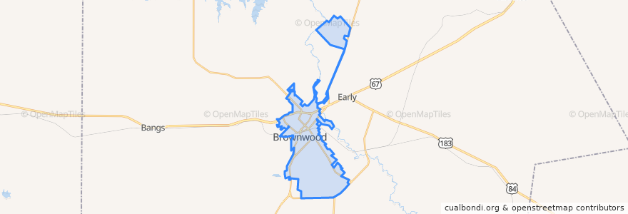Mapa de ubicacion de Brownwood.