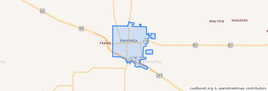 Mapa de ubicacion de Henrietta.