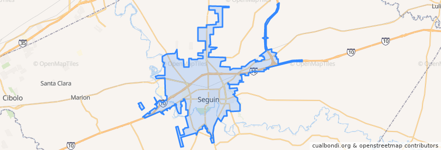 Mapa de ubicacion de Seguin.