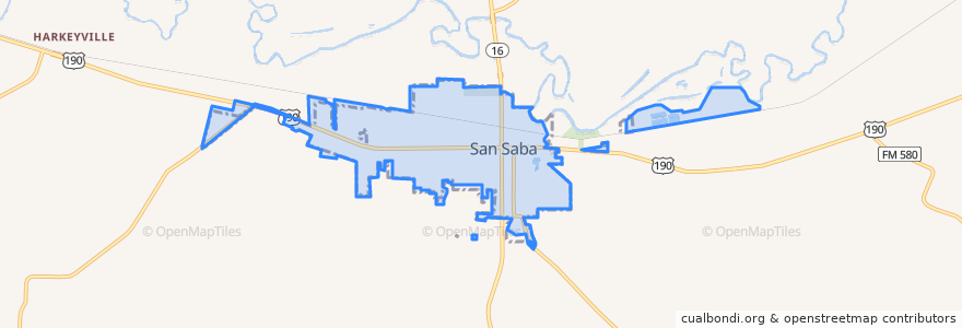 Mapa de ubicacion de San Saba.