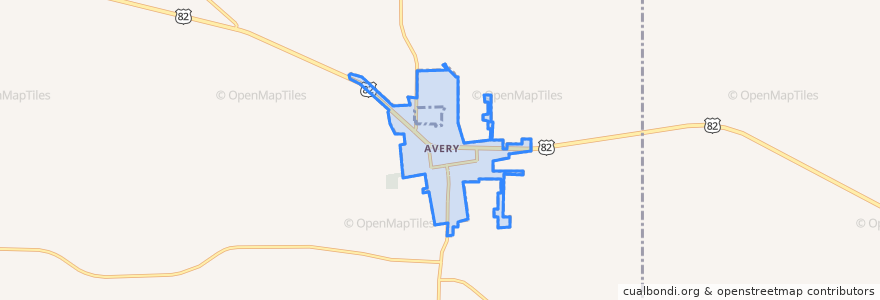 Mapa de ubicacion de Avery.