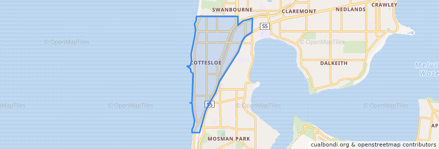 Mapa de ubicacion de Town of Cottesloe.