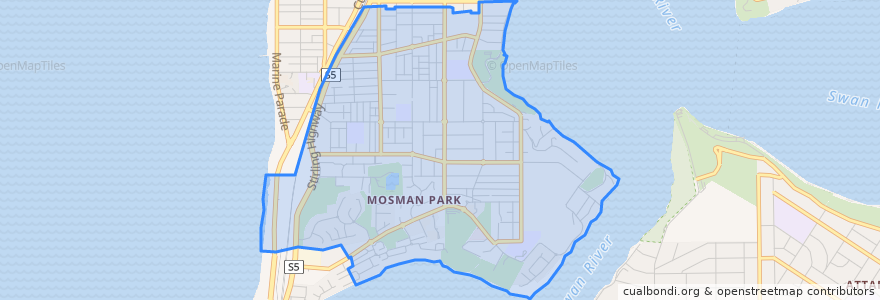 Mapa de ubicacion de Town of Mosman Park.