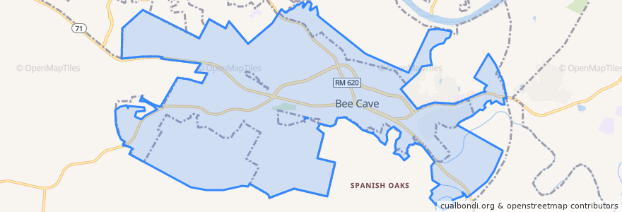Mapa de ubicacion de Bee Cave.