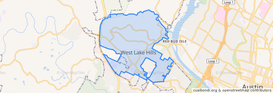 Mapa de ubicacion de West Lake Hills.