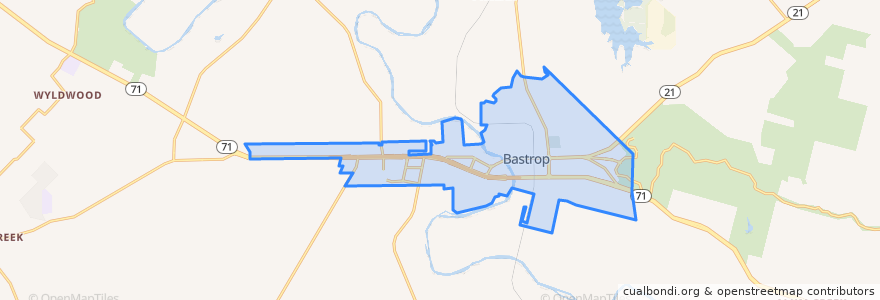 Mapa de ubicacion de Bastrop.