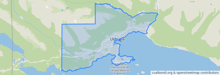 Mapa de ubicacion de Ushuaia.