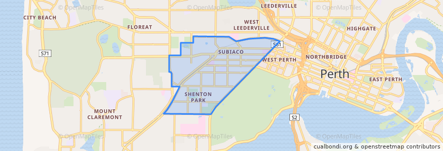 Mapa de ubicacion de City of Subiaco.