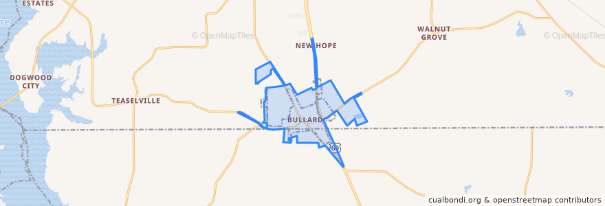 Mapa de ubicacion de Bullard.