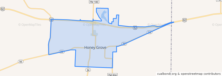 Mapa de ubicacion de Honey Grove.