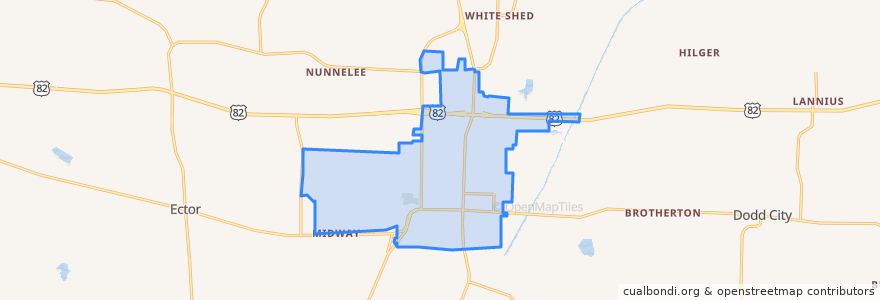 Mapa de ubicacion de Bonham.