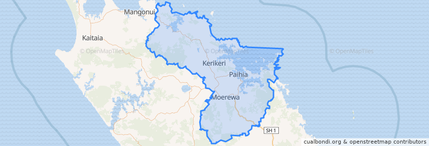 Mapa de ubicacion de Bay of Islands-Whangaroa Community.