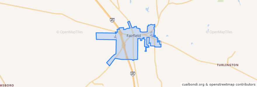 Mapa de ubicacion de Fairfield.