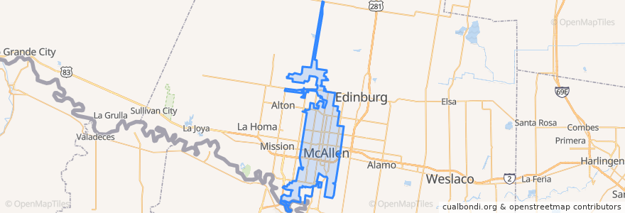 Mapa de ubicacion de McAllen.