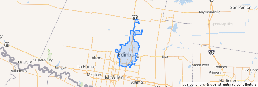Mapa de ubicacion de Edinburg.