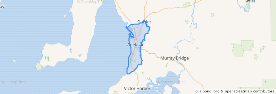 Mapa de ubicacion de Adelaide.