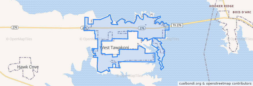 Mapa de ubicacion de West Tawakoni.
