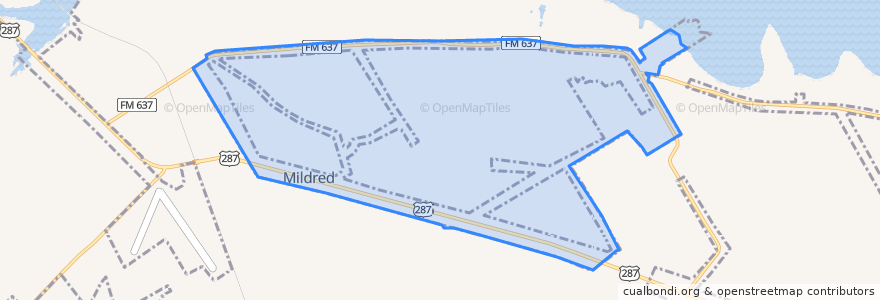 Mapa de ubicacion de Mildred.
