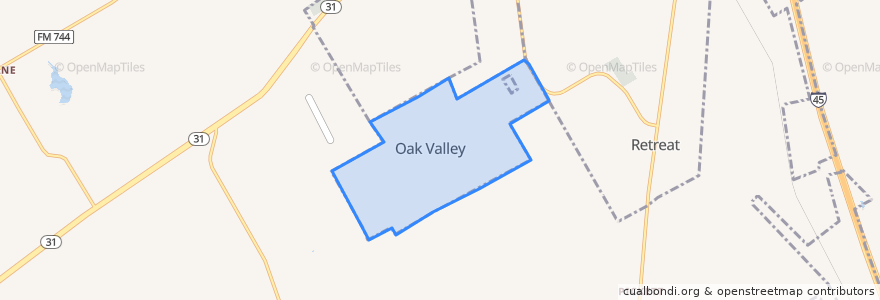 Mapa de ubicacion de Oak Valley.