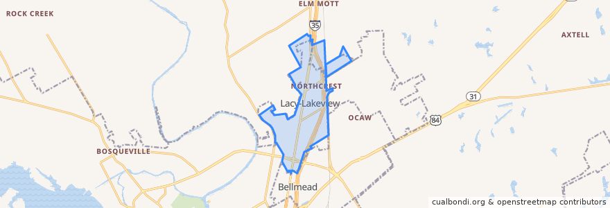 Mapa de ubicacion de Lacy-Lakeview.