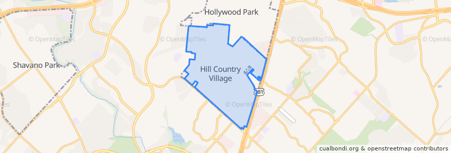 Mapa de ubicacion de Hill Country Village.