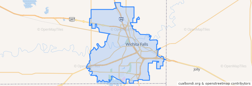 Mapa de ubicacion de Wichita Falls.