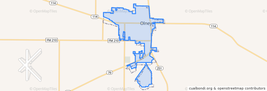 Mapa de ubicacion de Olney.