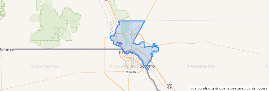 Mapa de ubicacion de El Paso.