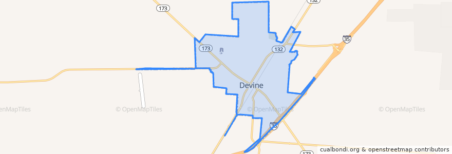 Mapa de ubicacion de Devine.