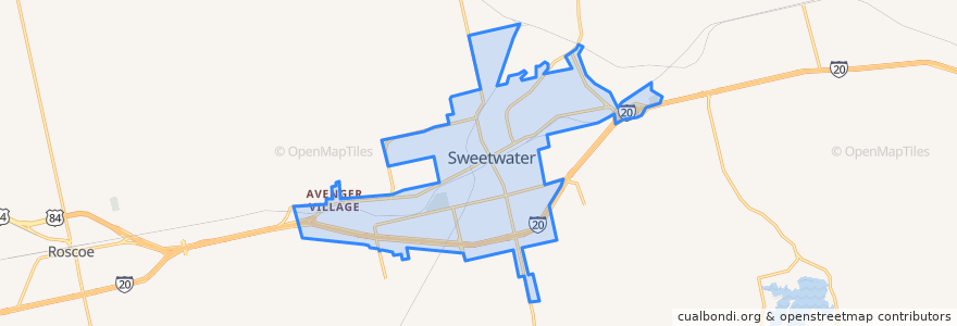 Mapa de ubicacion de Sweetwater.