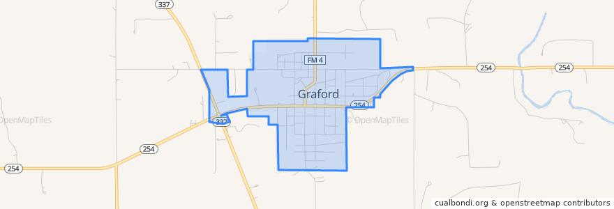 Mapa de ubicacion de Graford.