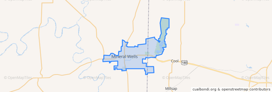 Mapa de ubicacion de Mineral Wells.