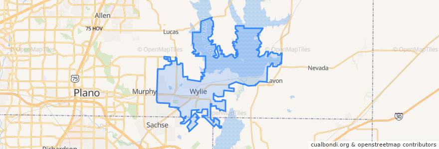 Mapa de ubicacion de Wylie.