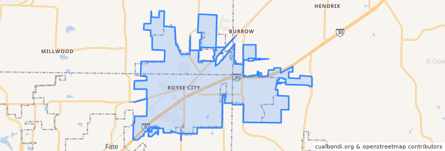 Mapa de ubicacion de Royse City.