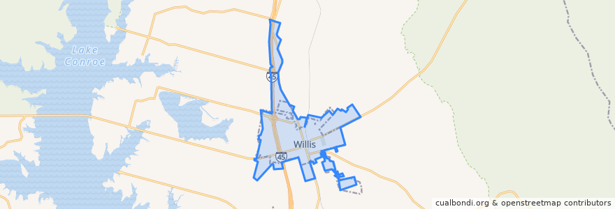 Mapa de ubicacion de Willis.