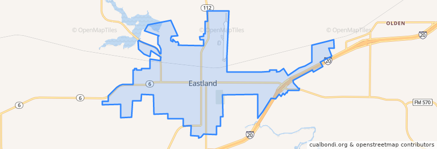 Mapa de ubicacion de Eastland.