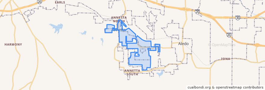Mapa de ubicacion de Annetta.
