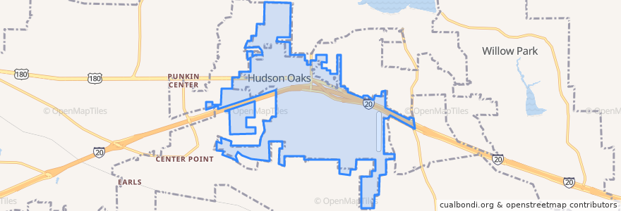 Mapa de ubicacion de Hudson Oaks.